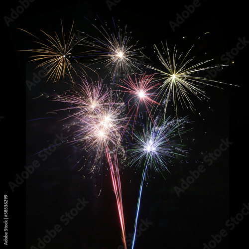 Colorful fireworks of various colors