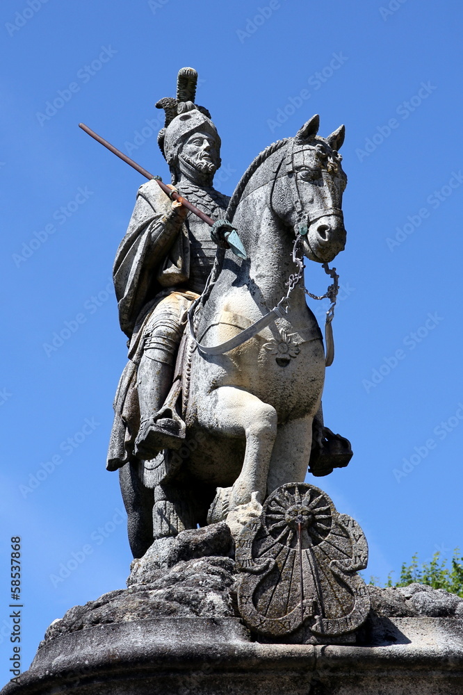 Equestrian statue of Saint Longinus near Braga, Portugal
