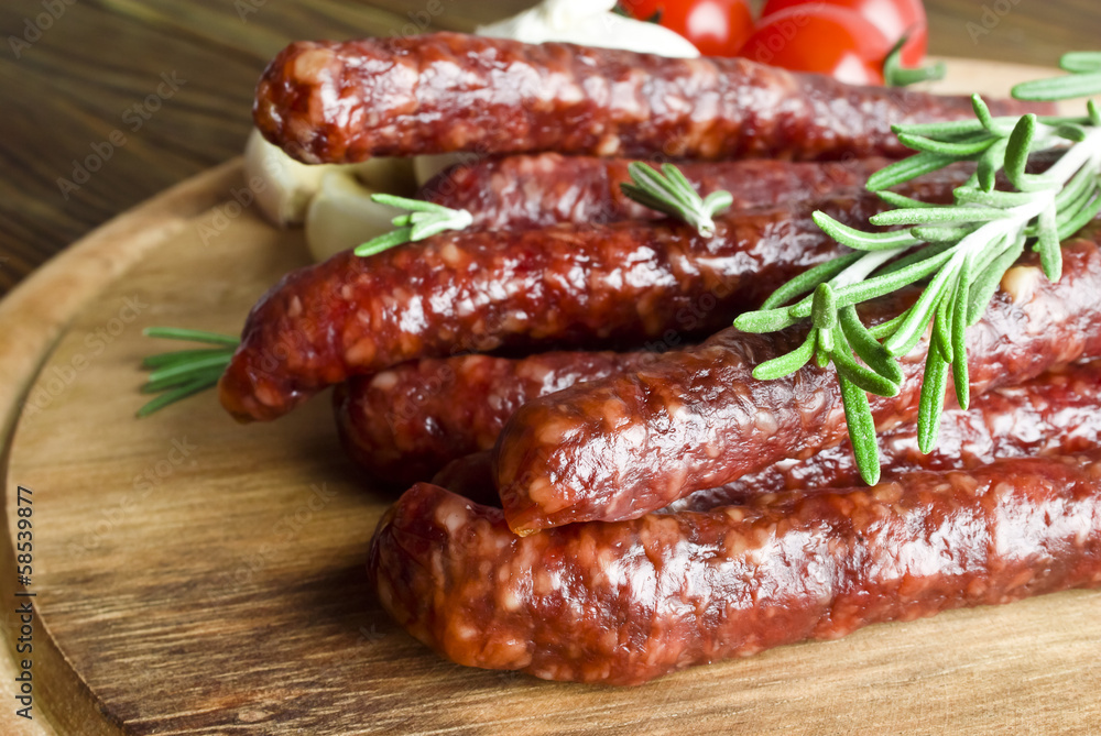 Smoked sausage with rosemary and peppercorns