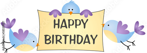 Birds Carrying Message Happy Birthday
