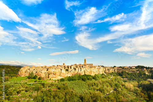 Tuscany  Pitigliano medieval village panorama landscape. Italy