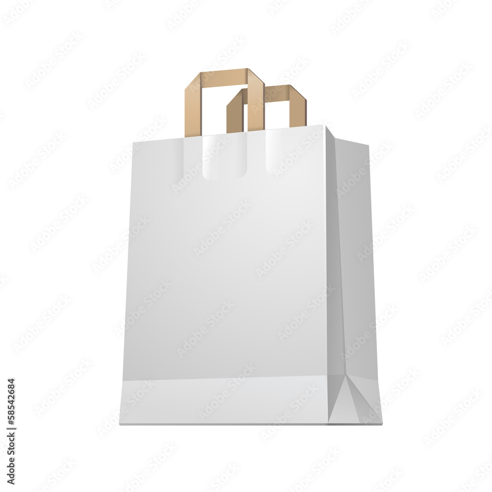 Carrier Paper Shopping Bag White Empty EPS10 Carrier Paper Shopping Bag White Empty EPS10
