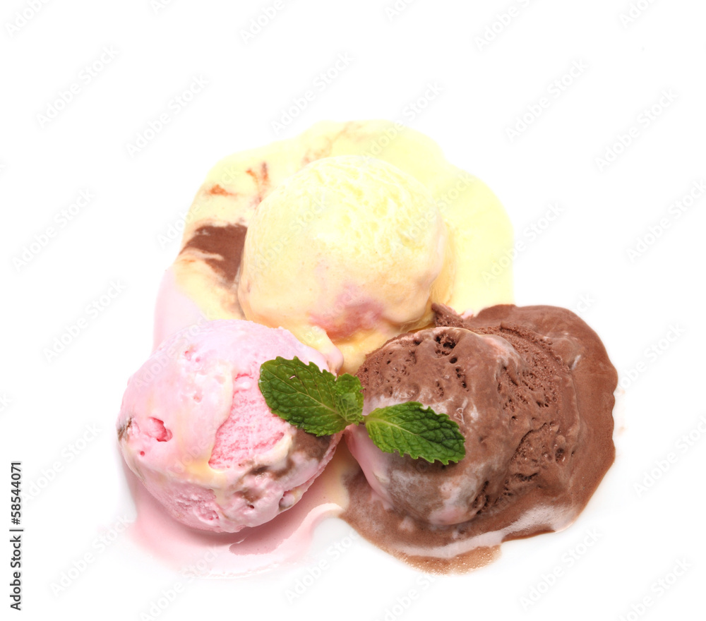 ice cream scoop cloes-up isolated on white background ice cream scoop cloes-up isolated on white background