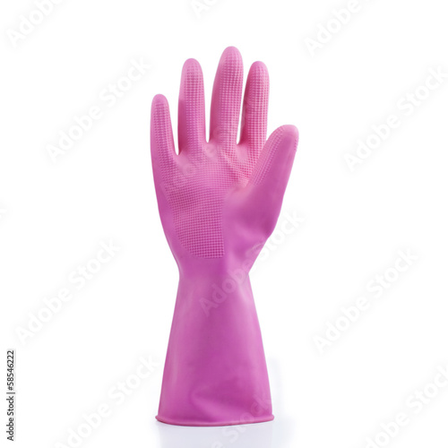 pink rubber gloves isolated on white background