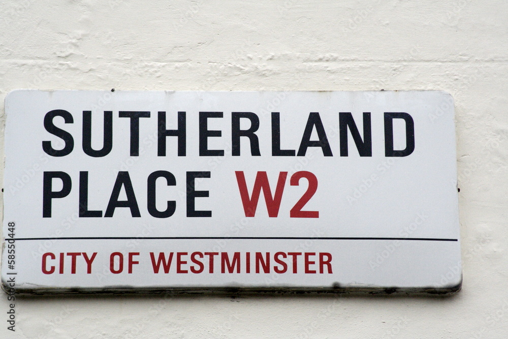 Sutherland Place a London street sign Sutherland Place a London street sign