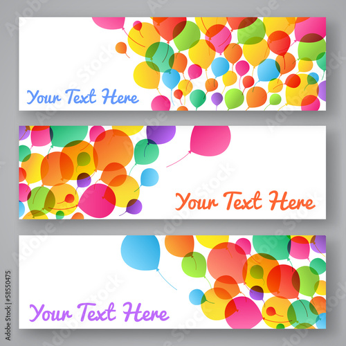 Set of colorful balloon banners