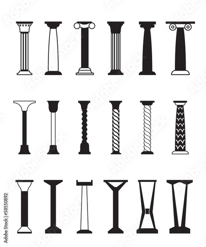 Different types of columns - vector illustration