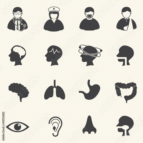 Medical Icons with texture background. Vector