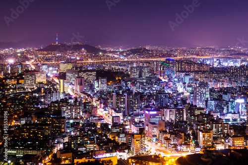 Cityscape of seoul at night