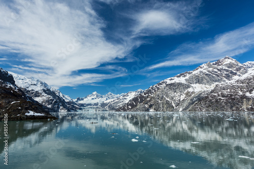 Panoramic view of the Johns Hopkins Inlet in Glacier Bay
