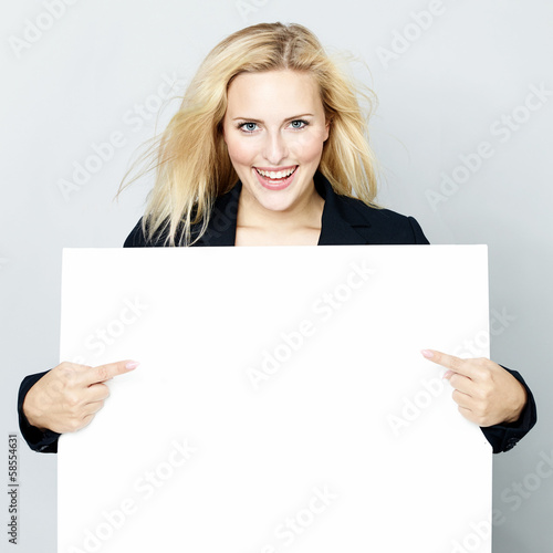Business woman with message board