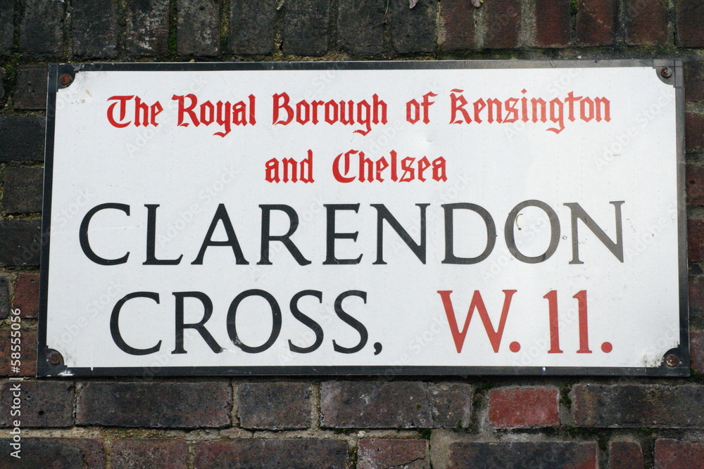 Clarendon cross street sign in Nottinghill London Clarendon cross street sign in Nottinghill London