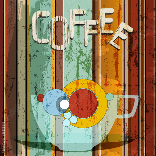coffee illustration, menu / advertising design, free copy space