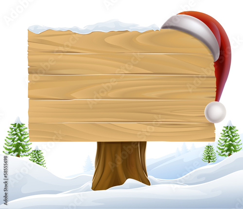 Christmas Santa Hat Snow Sign