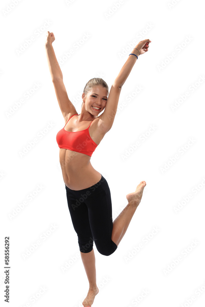 Weight loss fitness woman jumping