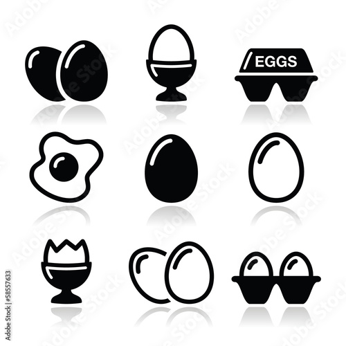 Obraz na plátne Egg, fried egg, egg box icons set