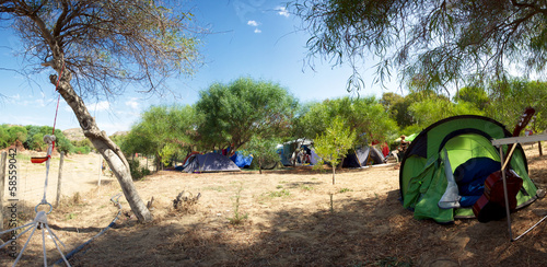 Fényképezés Panorama of a campsite in Sicily