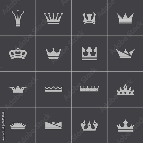 Vector black  crown  icons set
