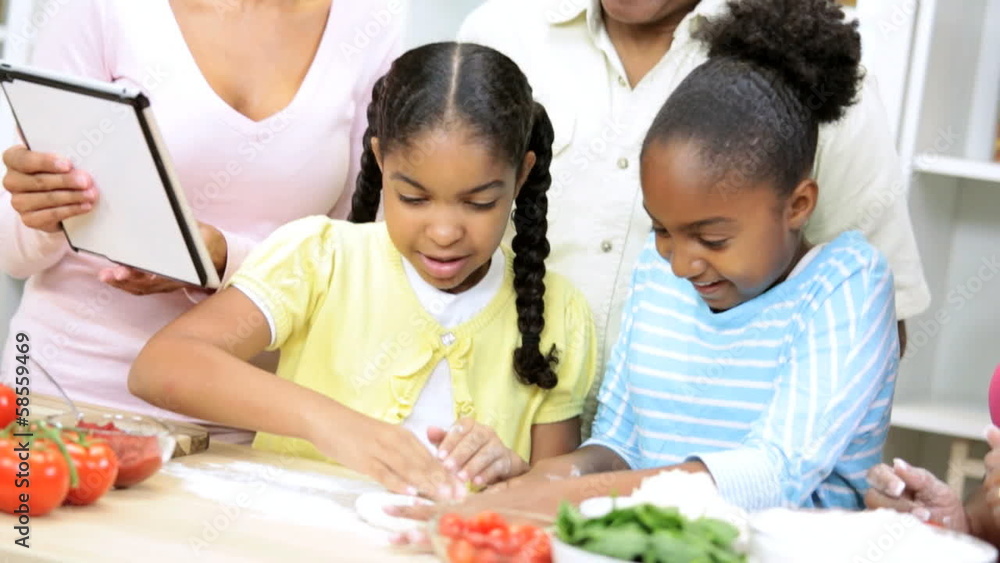 Ethnic Children Family Wireless Tablet Cooking Apps
