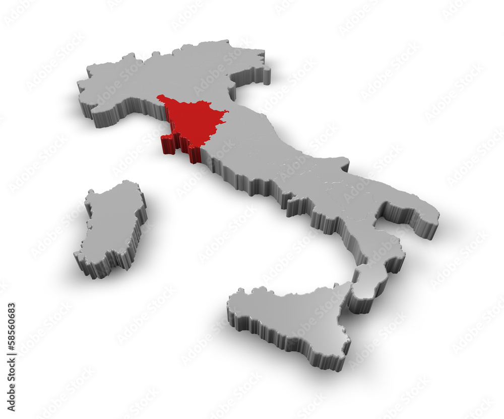 Cartina Italia 3d regioni Toscana Stock Illustration | Adobe Stock