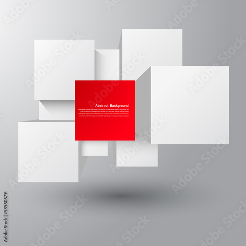 Vector abstract background. Square and 3d object