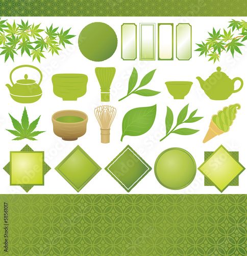 抹茶　緑茶　お茶　広告　イラスト