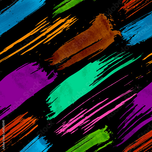 Colorful dark grunge brush strokes seamless pattern
