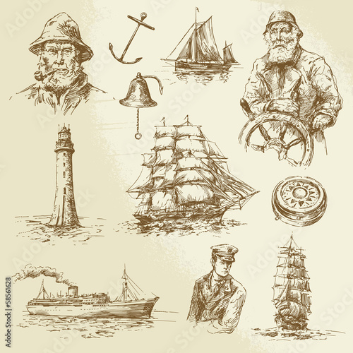 Fotografia nautical elements - hand drawn set
