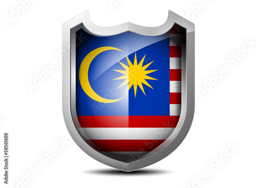 Free Download Glossy flag of Malaysia metal shield on a white background - GFXLoad