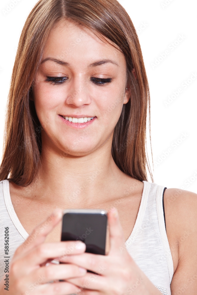 Attraktive junge Frau mit smartphone Attraktive junge Frau mit smartphone