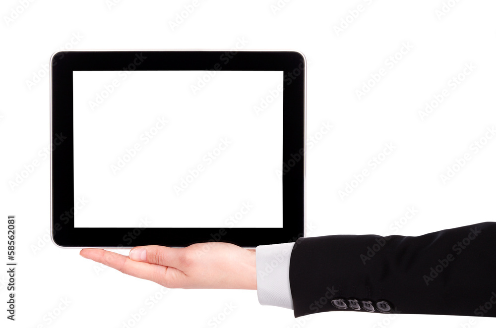 Touch screen tablet computer with hand Touch screen tablet computer with hand