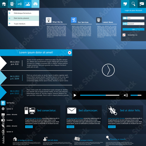 Template for website, eps10 vector with video player