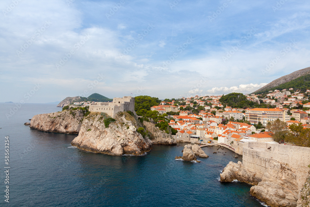 Lovrijenac fort and old town in  Dubrovnik