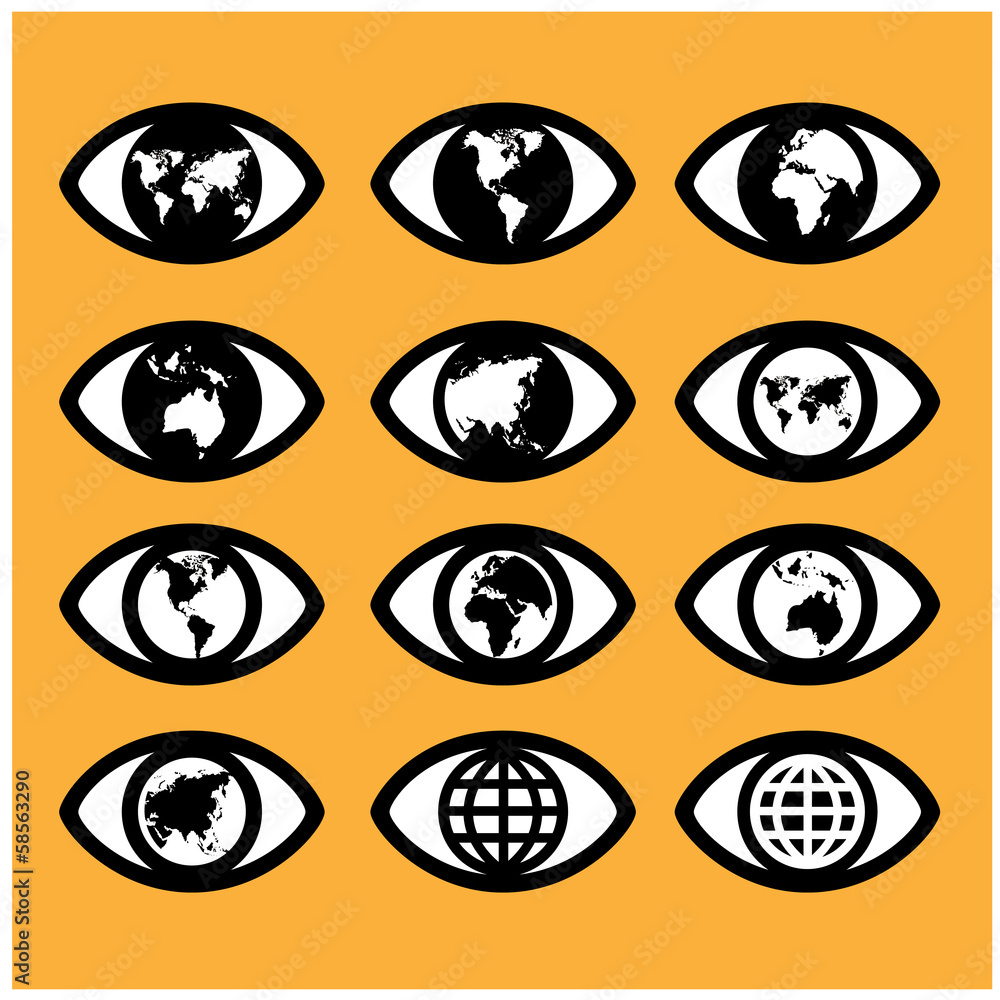 world map sign in the eye,eye sign,vision concept ,world symbol