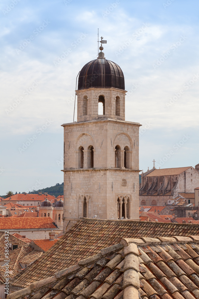 Dubrovnik famous clock tower in Luza Square