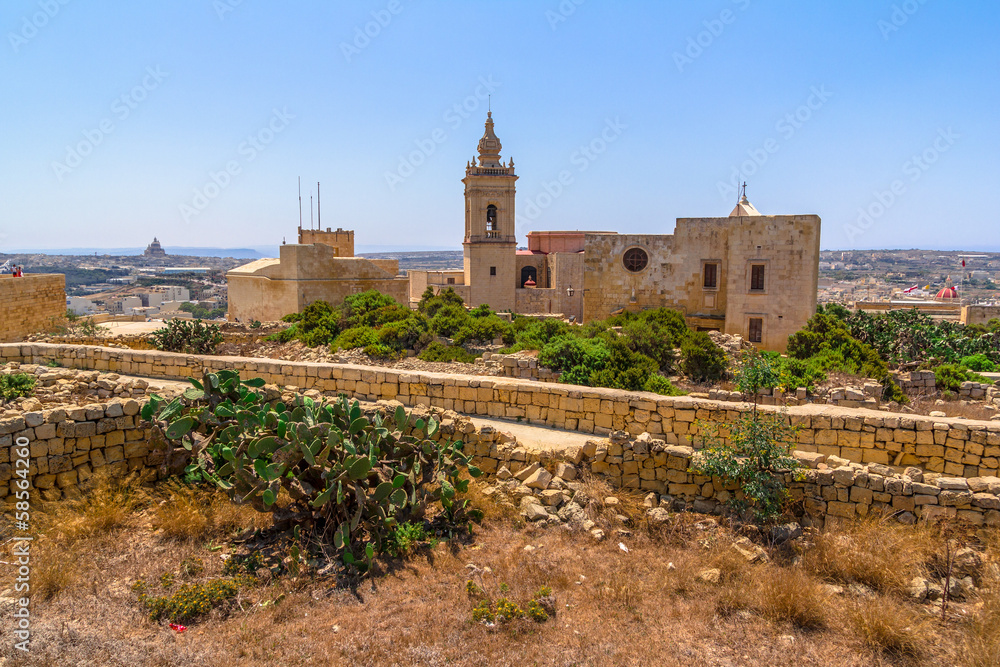 The Cathedral of Gozo in the middle of the citadel in Gozo