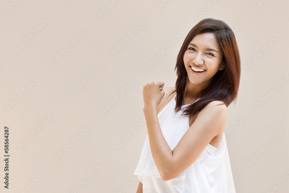 happy, positive, smiling, confident woman on plain background happy, positive, smiling, confident woman on plain background