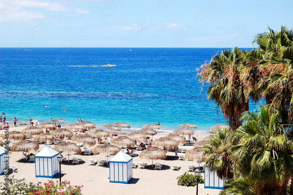 Beach of the luxury hotel, Tenerife island, Spain