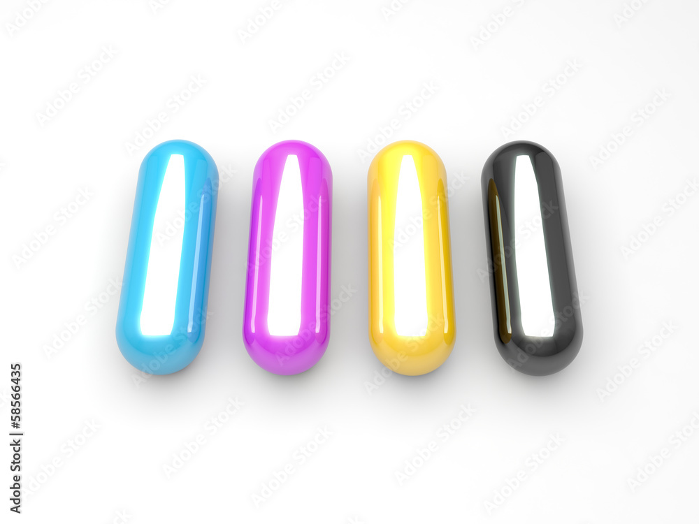 Four colored capsules in CMYK Four colored capsules in CMYK