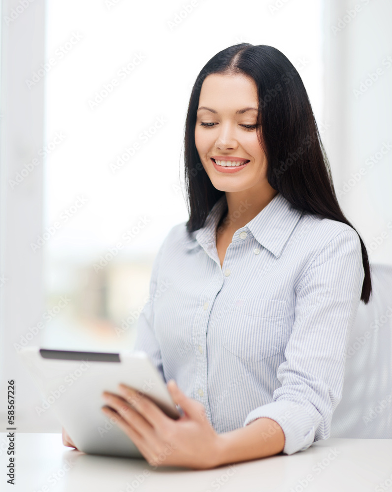 smiling businesswoman or student with tablet pc smiling businesswoman or student with tablet pc