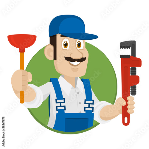 Emblem plumber in circle