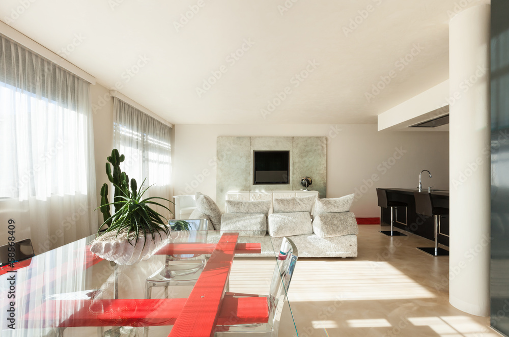 Fototapeta premium comfortable living room with dining table