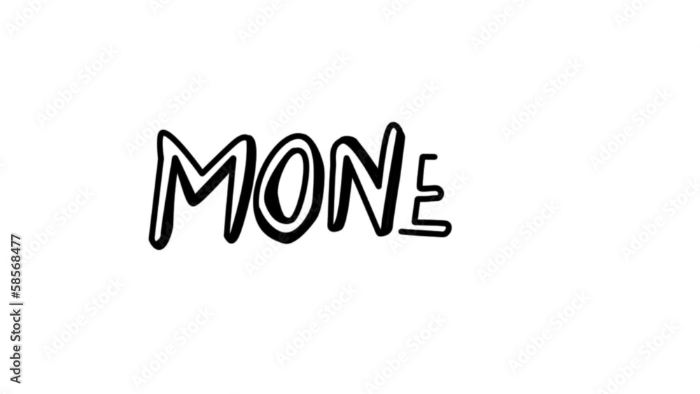 Animation of the slowly appearing word money Animation of the slowly appearing word money