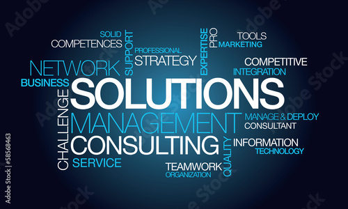 Solutions management consulting network word tag cloud image photo