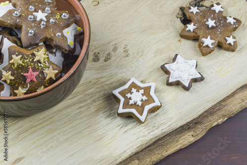 Star shaped Christmas gingerbread cookies