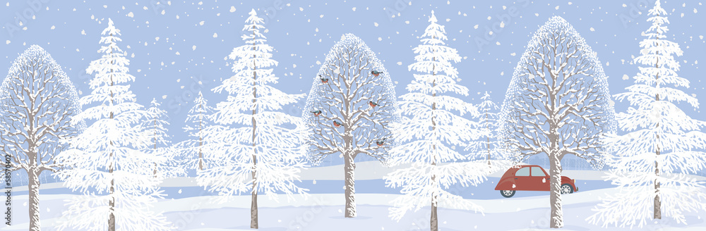Fototapeta premium Background with winter landscape