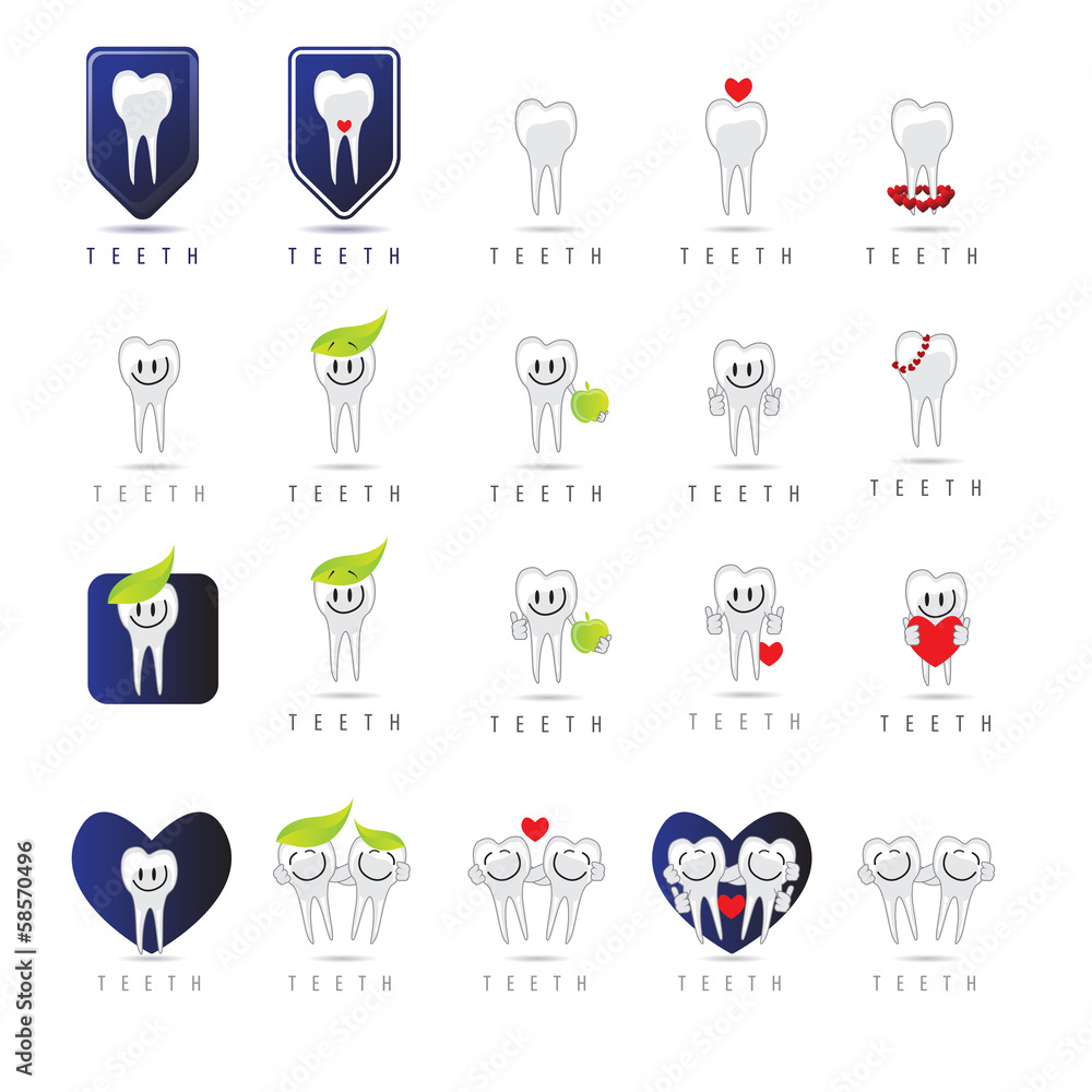 Teeth Icons Set - Isolated On White Background - Vector Teeth Icons Set - Isolated On White Background - Vector