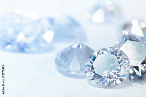 White diamonds on blue background photo