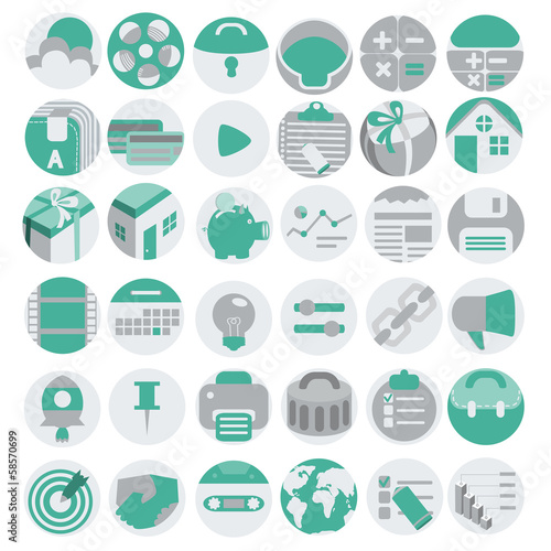 Business flat icons set