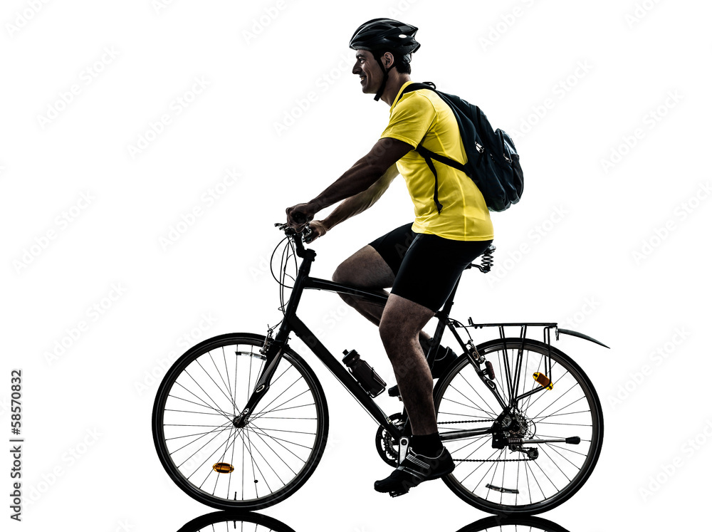 Naklejka premium man bicycling mountain bike silhouette